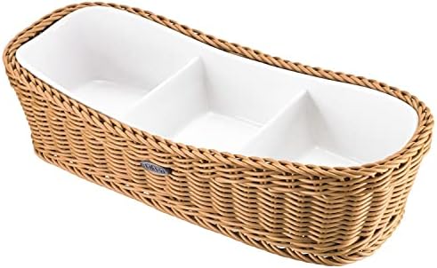 Westmark Saleen Rectangular Wicker Basket With Porcelain Insert, 315 X 135 X 75 Cm, Beige