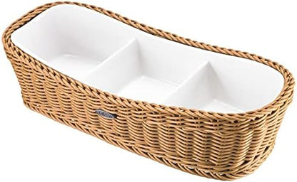 Westmark Saleen Rectangular Wicker Basket With Porcelain Insert, 315 X 135 X 75 Cm, Beige