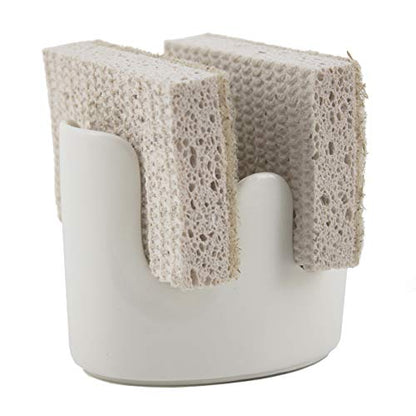  Scarlettwares Dual Two Double Sponge Holder Kitchen Sink Organizer Ceramic White Dishwasher Safe Modern Rustic Farmhouse Elegant Compact Design