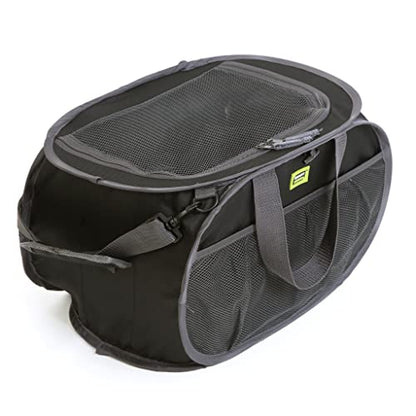  Pop Up Compact Tote Organizer Bag With Shoulder Strap And Easy To Carry Handles - Heavy Duty Foldable Material - Shopping, Travel, And More - Home Organization - 17 X 11.5 Inch - Black