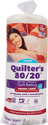  Fairfield Quilter's 80/20 Full, 81" X 96" White (Single Pack)
