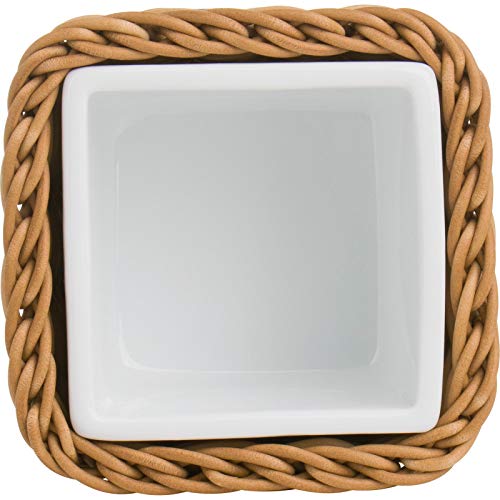 Westmark Saleen Rectangular Wicker Basket With Porcelain Insert, 9,5 X 9,5 X 7,5 Cm, Beige