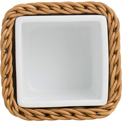 Westmark Saleen Rectangular Wicker Basket With Porcelain Insert, 9,5 X 9,5 X 7,5 Cm, Beige