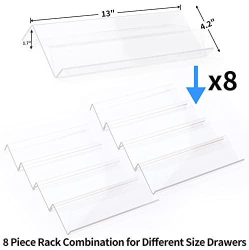 MIUKAA Clear Acrylic Spice Drawer Organizer, 4 Tier- 2 Set Expandable From 13" To 26" Seasoning Jars Drawers Insert, Kitchen Spice Rack Tray For Drawer/Countertop (Jars Not Included)