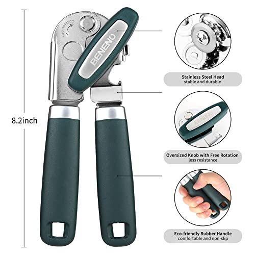  Can Opener Manual, Can Opener With Magnet, Hand Can Opener With Sharp Blade Smooth Edge, Handheld Can Openers With Big Effort-Saving Knob, Can Opener With Multifunctional Bottles Opener