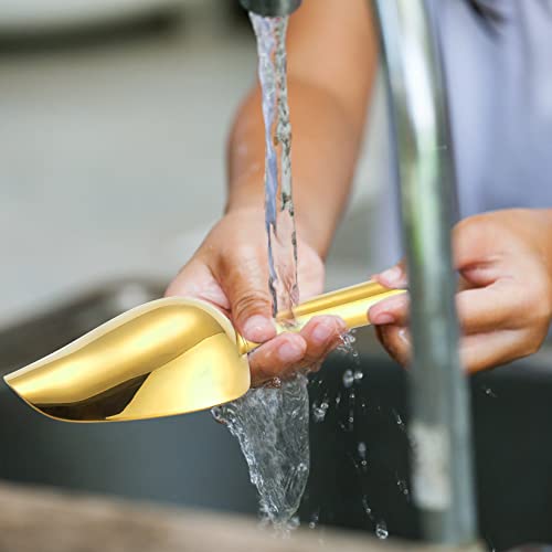  Small Ice Scoop, P&P CHEF 6OZ Stainless Steel Candy Food Flour Scoop, Utility For Kitchen Garden Bar Wedding Bath, Heavy Duty & Non Toxic & Easy Clean, (Gold)