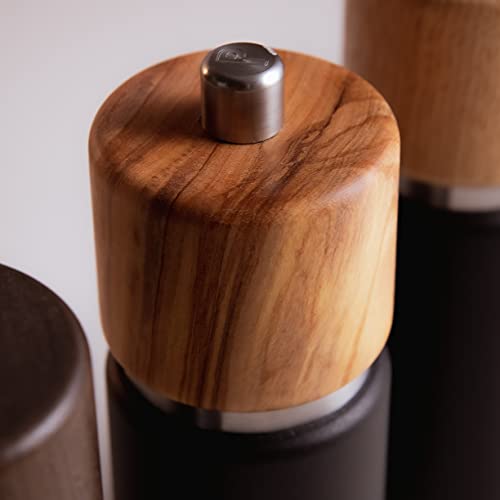 Zassenhaus Hannover Salt Grinder Mill, 7-Inch, Matte Black/Natural Olive Wood