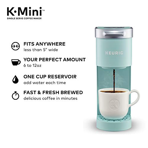  Retro Countertop Microwave Oven, 0.9 Cu. Ft. 800-Watts With LED Digital Display, Child Lock, Cu.Ft, Aqua & Keurig K-Mini Coffee Maker, Single Serve K-Cup Pod Coffee Brewer, 6 To 12 Oz.