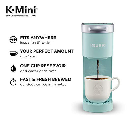  Retro Countertop Microwave Oven, 0.9 Cu. Ft. 800-Watts With LED Digital Display, Child Lock, Cu.Ft, Aqua & Keurig K-Mini Coffee Maker, Single Serve K-Cup Pod Coffee Brewer, 6 To 12 Oz.