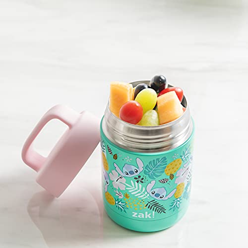  Kids' Vacuum Insulated Stainless Steel Food Jar With Carry Handle, Thermal Container For Travel Meals And Lunch On The Go, 12 Oz, Lilo And Stitch