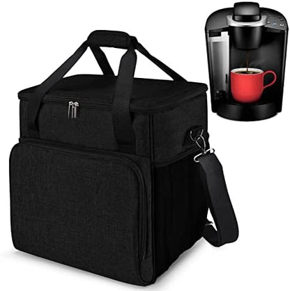  Coffee Maker Storage Bag,Waterproof Travel Carrying Organizer Case,Suitable For Kering Coffee Machines And Other Accessories,Dustproof Tote Bag With Shoulder Strap Black