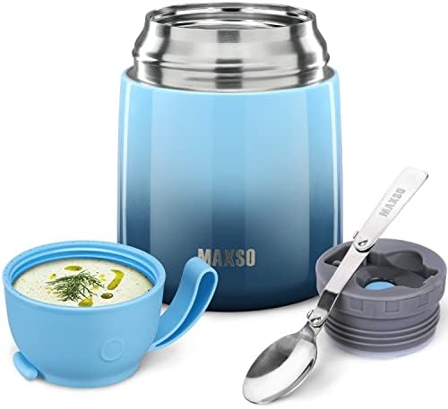  Soup Thermos For Hot Food, 17 Oz Stainless Steel Vacuum Insulated Lunch Container Bento Box With Spoon For Adults, Leakproof Thermal Food Jar For Office Picnic Travel - Black