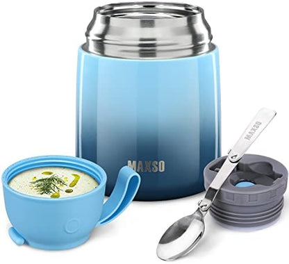  Soup Thermos For Hot Food, 17 Oz Stainless Steel Vacuum Insulated Lunch Container Bento Box With Spoon For Adults, Leakproof Thermal Food Jar For Office Picnic Travel - Black