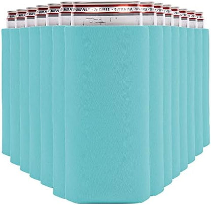  Slim Can Cooler Sleeves (14-Pack) Soft Insulated Slim Can Koolie For White Claw Seltzer & Slim Beer - HTV Blanks For Vinyl Projects - Skinny Can Koolies Bulk - Tall Can Koolie - Coolies For Slim Cans