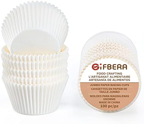  Fbera Jumbo Cupcake Liners Greaseproof Paper 200 Count - Food Grade Odorless Muffin Baking Cups Cupcake Wrappers For Wedding Birthday, Natural
