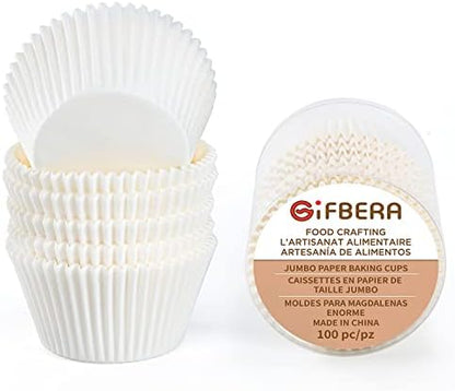  Fbera Jumbo Cupcake Liners Greaseproof Paper 200 Count - Food Grade Odorless Muffin Baking Cups Cupcake Wrappers For Wedding Birthday, Natural