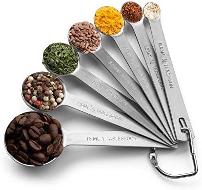  Stainless Steel Measuring Spoon Set With D-Ring Holder, For Dry And Liquid Ingredients (9 Piece Set)