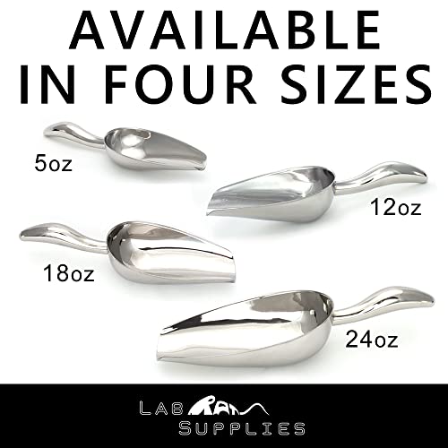  12 Oz Stainless Steel Scoop, 10” L X 3.3” W | For Ice, Dog & Cat Food, Popcorn, Coffee, Candy, Sugar, Flour, Dry Goods, Etc.