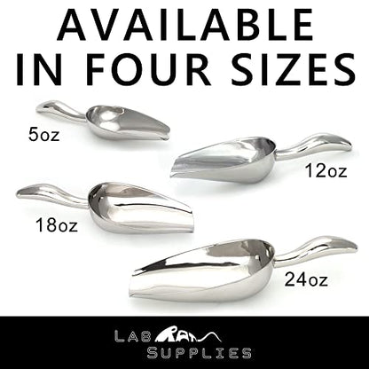  12 Oz Stainless Steel Scoop, 10” L X 3.3” W | For Ice, Dog & Cat Food, Popcorn, Coffee, Candy, Sugar, Flour, Dry Goods, Etc.