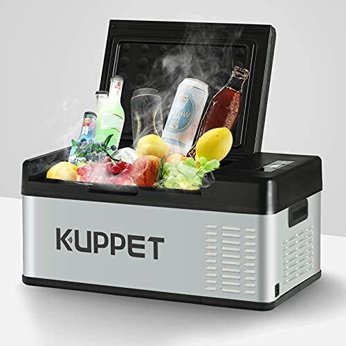 N/A 20Qt Fridge/Vehicle Refrigerator-Car Freezer/ Portable Refrigerator/ Dual Temperature Electric Cooler For Camping, Beach Party, Travel, Picnic Outdoor - 12/24V DC And 100-240V AC, -4°F ~ 68°F(Silver And Black)