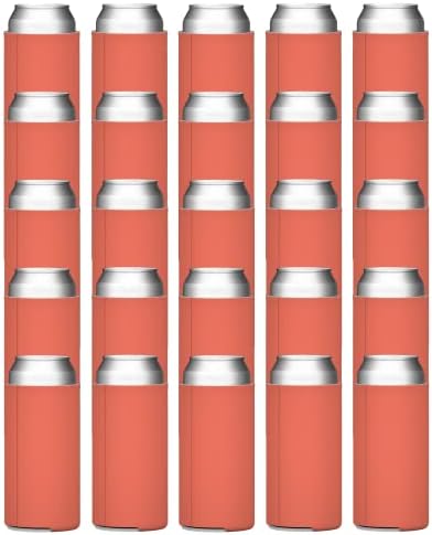  Slim Can Cooler Sleeves (25-Pack) Insulated Polyfoam, Bulk Scuba Knit Polyester Fabric Drink Insulators For 12oz Tall Skinny Beverage - Blank Design (Black)