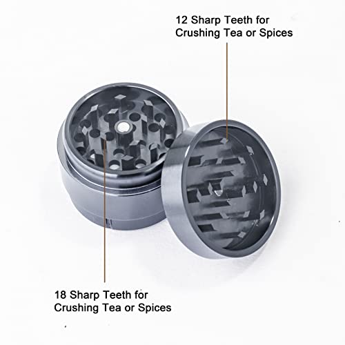  2 Inch Zinc Alloy Spice Grinder Flilling And Storage All-in-One Cone Loader Integrated,360° Grinding Upgrade Sharp Teeth Fine Grind Transparent Cone Loader Grinder,1 Pack