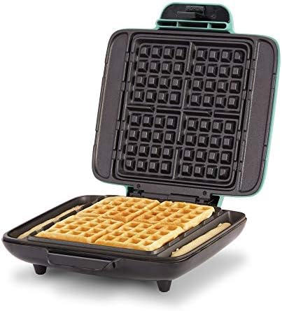 Dash No-Drip Waffle Maker: Waffle Iron 1200W + Waffle Maker Machine For Waffles, Hash Browns, Or Any Breakfast, Lunch, & Snacks With Easy Clean, Non-Stick + Mess Free Sides - Aqua