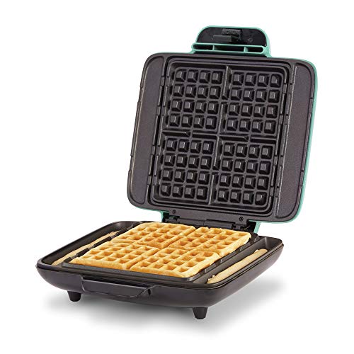 Dash No-Drip Waffle Maker: Waffle Iron 1200W + Waffle Maker Machine For Waffles, Hash Browns, Or Any Breakfast, Lunch, & Snacks With Easy Clean, Non-Stick + Mess Free Sides - Aqua