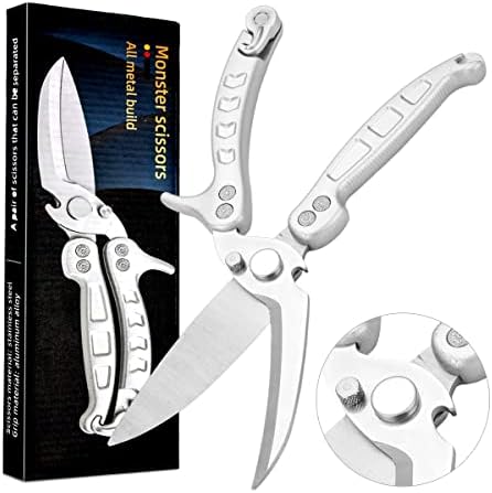  Multi-purpose Kitchen Shears Scissors, Heavy Duty Stainless Steel Scissors With Strong Straight Edge Snips (Silver)