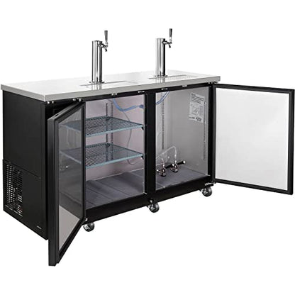  Nexel Beer Dispenser Cooler W/ 2 Single Tap Dispensers, 15.8 Cu. Ft, Black