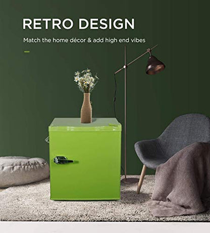  Watoor 1.6 Cu.Ft Mini Refrigerator Compact Fridge Retro Design With Bottle Opener Green