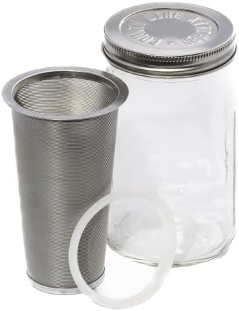  - Cold Brew Mason Jar Coffee Maker, Durable Glass, Heavy Duty Stainless Steel Filter And Lid - 2 Quart, (64 Oz / 1.9 Liter)