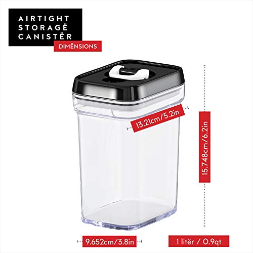  Irtight Food Storage Containers With Lids – 6 Piece Set Air Tight Kitchen Storage Containers For Pantry Organization And Storage - Clear Plastic BPA-Free - Keeps Food Fresh & Dry