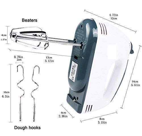  7-Speed 180-Watt Super Hand Mixer Blender | With 2xWhiskers & 2xBeaters (White)