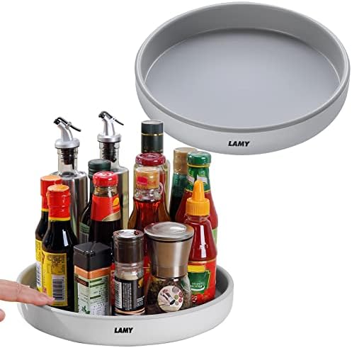 Lamy AMY Lazy Susan Organizer Kitchen Organization, 2 Pack 10 Inch Lazy Susan Turntable For Cabinet, Pantry, Refrigerator And Table, Black