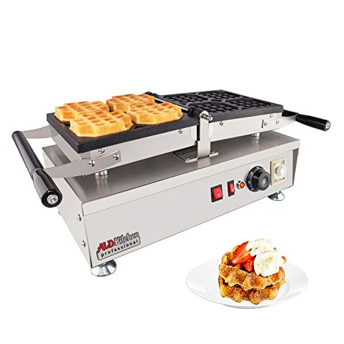  Belgian Waffle Iron | Swing Type | 4 Pcs | Professional Use | Removable Plates With Nonstick Coating | 110V