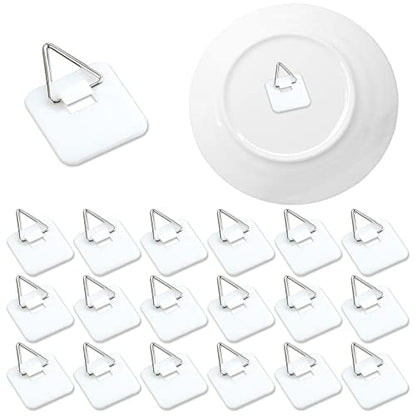 N/A 50Pcs Invisible Adhesive Plate Hanger, Vertical Plate Holders For Wall, Adhesive Plate Hanger Hooks For Plate Pictures Wall Decor (White,Sq)