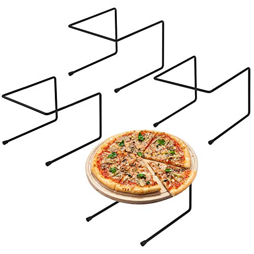  Set Of 4 Black Metal Pizza Pan Riser Stands, Tabletop Food Platter Tray Display Racks