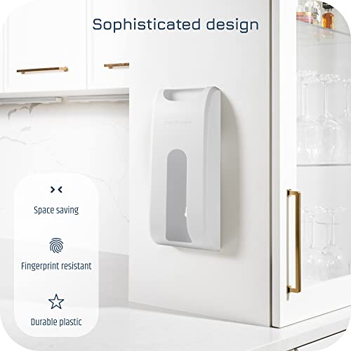  Manterio Wall Mount Plastic Bag Organizer | Durable Plastic Grocery Bag Saver | Smudge Proof, Fingerprint Resistant | White