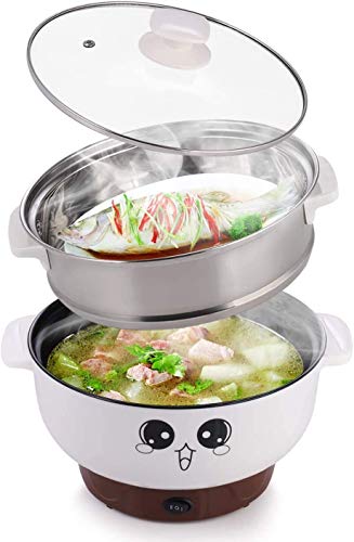  110 V,4 In 1 Multifunction Electric Skillet,Non-Stick Hot Pot,Stainless Steel Rice Cooker/Noodle Cooker,Portable Frying Pan & Roaster,Mini Stockpot With Lid.