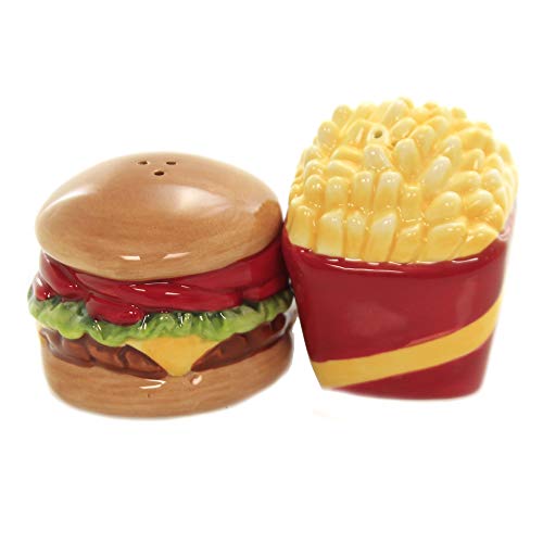  New! 4" Burger And Fries Magnetic Salt And Pepper Shakers