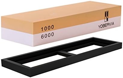  Knife Sharpening Stone, 2-Sided Whetstone With Non-Slip Base, Best Kitchen Blade Sharpener, Grit 1000/6000 Waterstone