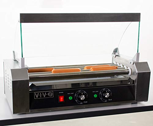  Electric 12 Hot Dog And 5 Roller Grill Warmer, Cooker Machine With Cover, HOTDG-V205
