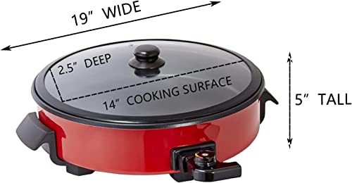  14-Inch Family Nonstick Electric Skillet - For Pizza, Burgers, Cookies, Fajitas, Breakfast & More (5Qt.)