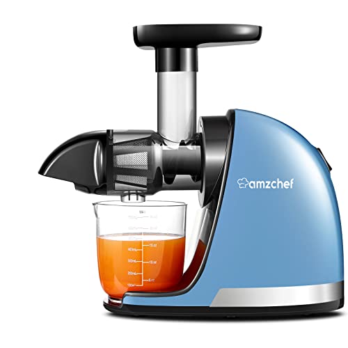  MZCHEF Slow Masticating Juicer Bundled With Slicer Shredder Attachments, Cold Press Juicer With Silent Motor And Reverse Function,3 Interchangeable Blades For Juicing And Shredding Cheese