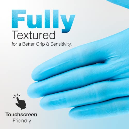  Disposable Blue Nitrile Gloves | 4-mil Nitrile Examination Gloves | Fully Textured, Latex & Powder Free, Food Safe