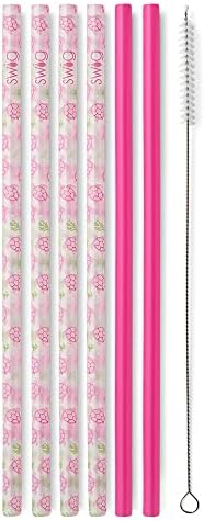  Reusable Straws Luxy Leopard + Blush Reusable Straw Set + Cleaning Brush, Each Straw Is 10.25 Inch Long (Fits Swig Life 20oz Tumblers, 22oz Tumblers, And 32oz Tumblers)