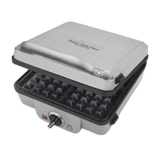 Cuisinart WAF-300P1 4-Slice Belgian Waffle Maker With Pancake Plates, Heavy Duty Small Brush, And 8-Inch Nylon Tongs Bundle (3 Items)