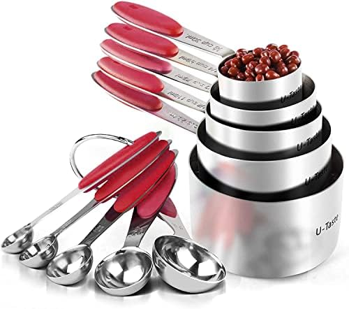  10 Piece Measuring Cups And Spoons Set In 18/8 Stainless Steel
