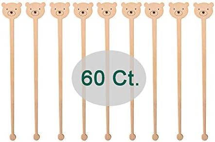  Sansnow Disposable Stirrers Coffee Stir Sticks, Bamboo Sticks For Hot Milk/Chocolate, Party Drink Stirring 60 Counts, 6.9"(Pineapple)